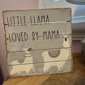 “Little llama loved my mama” nursery sign